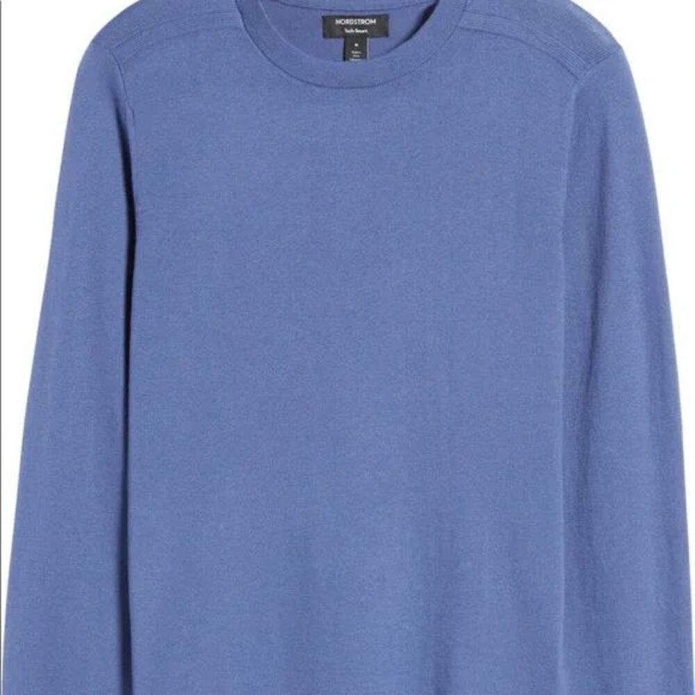 Mens Small Nordstrom Tech-Smart Thermo Crewneck Sweater in Blue Angelite NWT